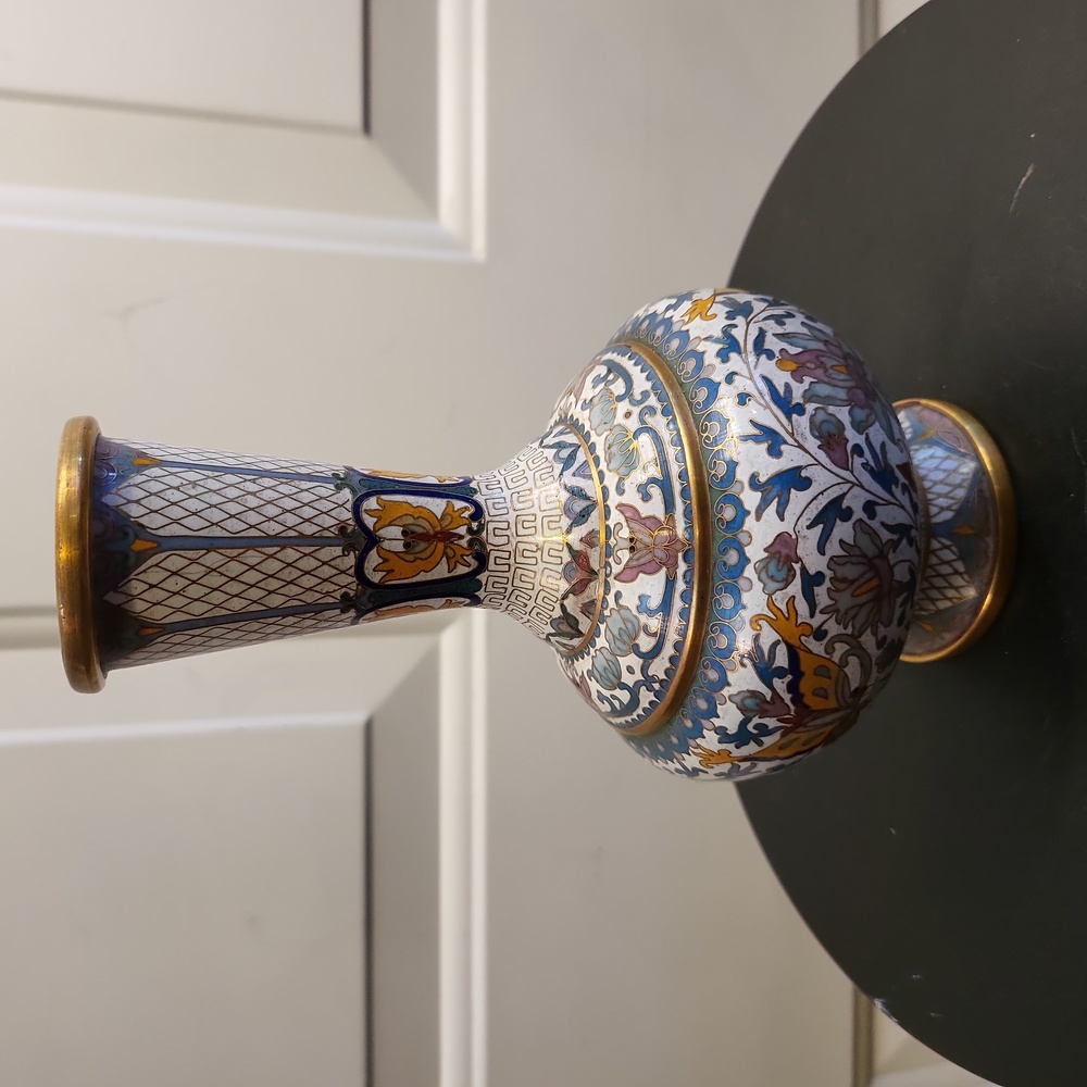 Vintage Fine Asain Persian Cloisonné Ornate Vase 7 1/4" - Picture 3 of 11
